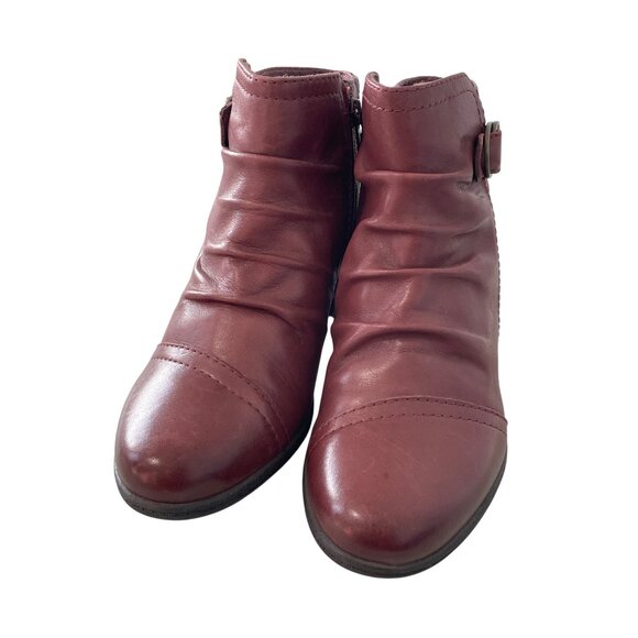 Earth Origins Marietta Malcolm Ankle Boot Size 6 Merlot Leather Slouchy Boho - Picture 2 of 8